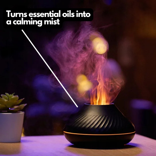 AromaGlow Diffuser with Flame-Effect for Relaxation & Better Sleep