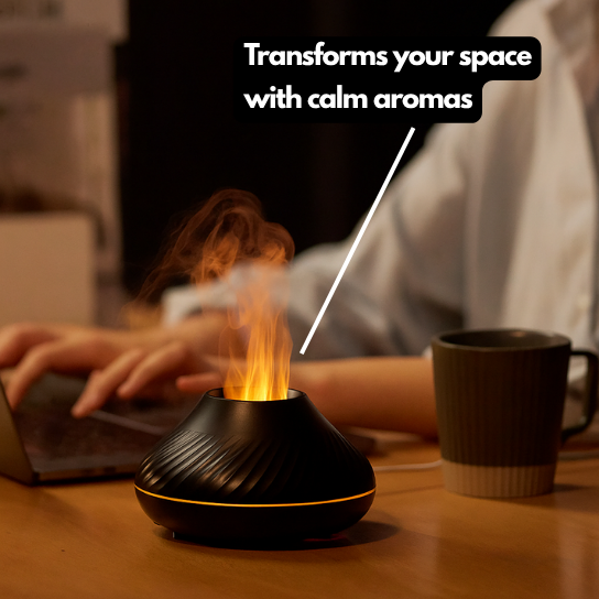 AromaGlow Diffuser with Flame-Effect for Relaxation & Better Sleep